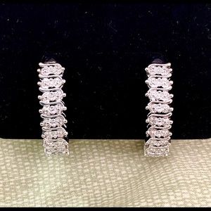 Elegant Natural Diamond Princess Hoop Earrings